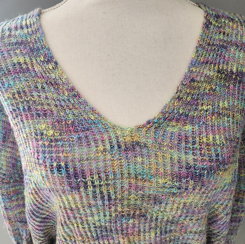NWT Torrid Rainbow Slub Pullover Tunic V-Neck Sweater - Picture 4 of 6